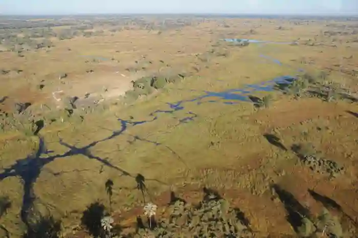 Okavango-deltaet set fra oven