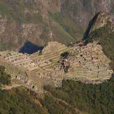 Slutningen af inka stien ved Machu Picchu