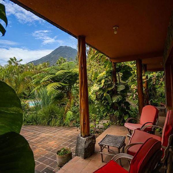 Terrasse på Hotel Bambu ved Lake Atitlan, Guatemala