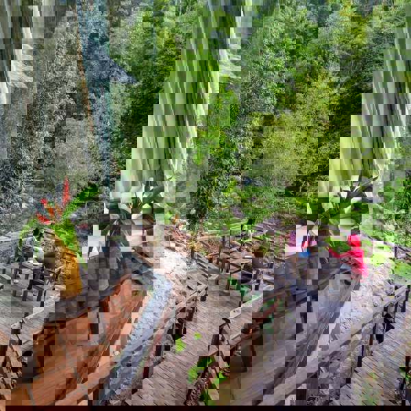 Terrassen på Namkat Yorla Pa Resort i Laos