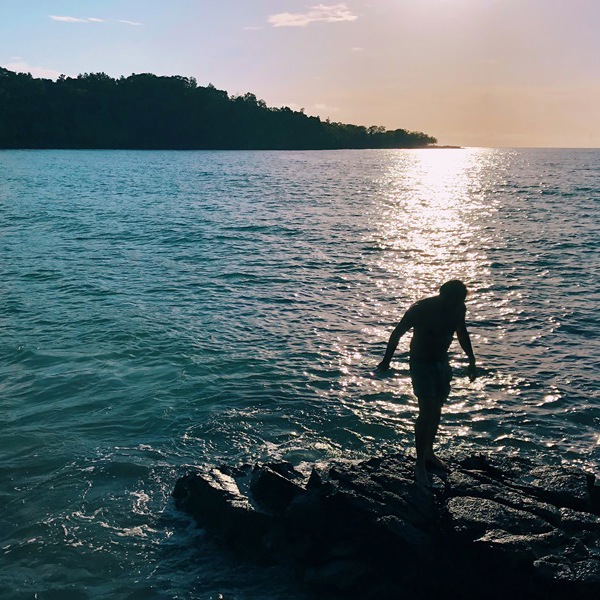 Principe - solnedgang over havet