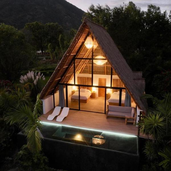 Udenfor Hotel Bambu ved Lake Atitlan, Guatemala