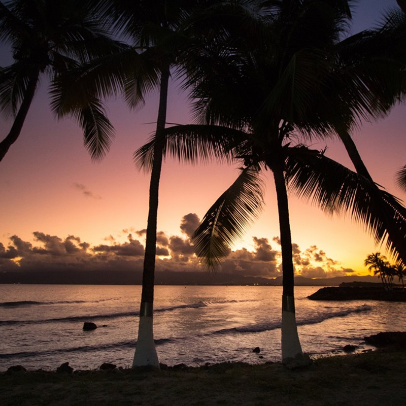 Bas du Fort, Le Gosier, solnedgang ved stranden