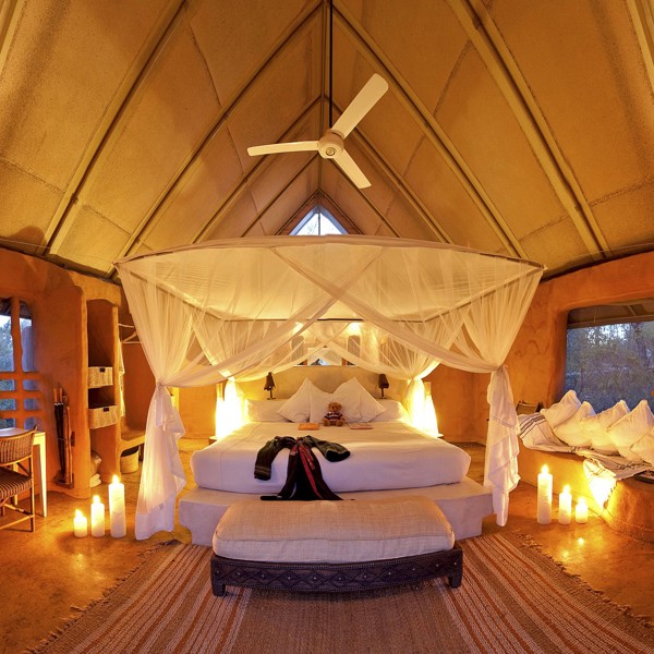 Et telt indefra, Garonga Safari Camp, Sydafrika