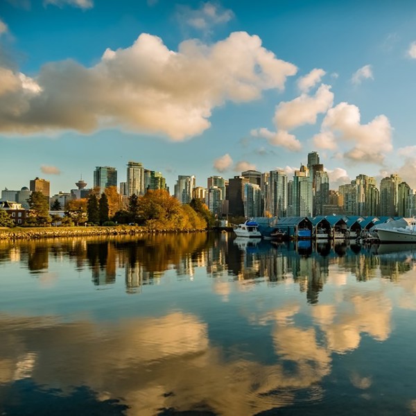 Vancouver skyline Coal Harbour Quayside Marina British Colombia Canada