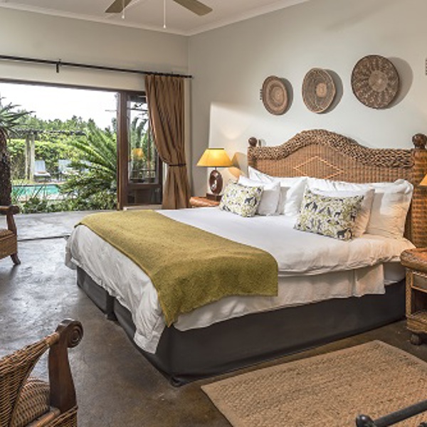 Et af soveværelserne i den lækre lodge