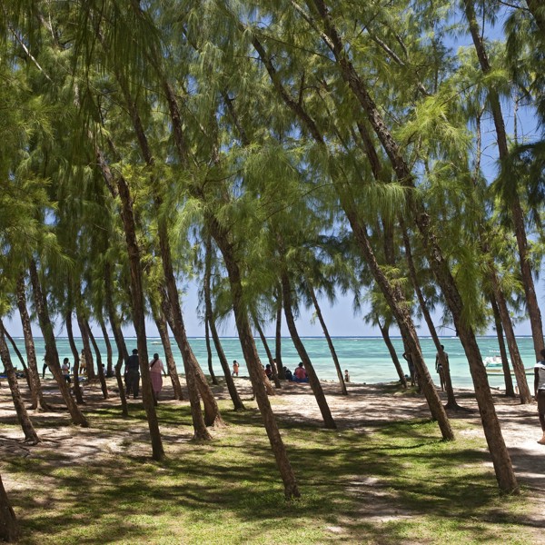 På vej til stranden, Mauritius