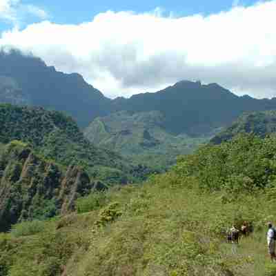 Flot udsigt til bjergene, Punaruu, Tahiti, Franas Polynesien