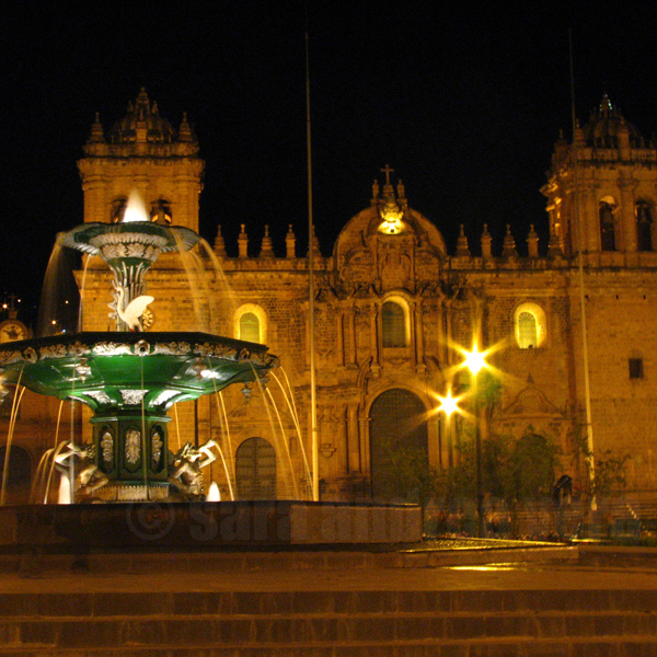 Plaza de Armas i Cuzco om aftenen