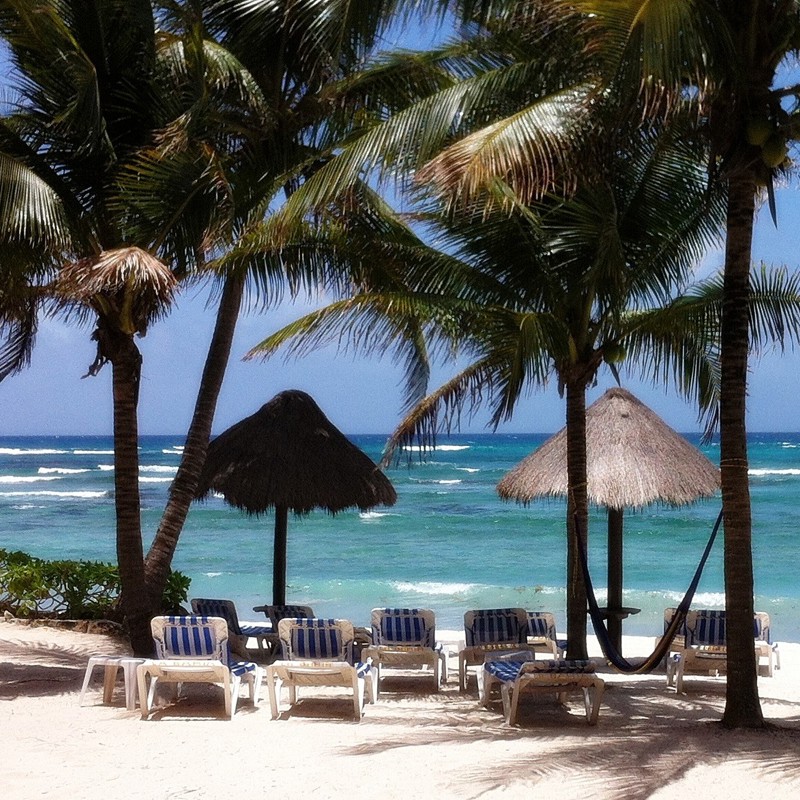 Udsigt til stranden, Akumal, Mexico