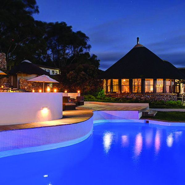 Lodgen ved aftentide, Grootbos, Sydafrika